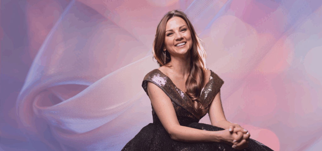 Rhiannon in gold ballgown