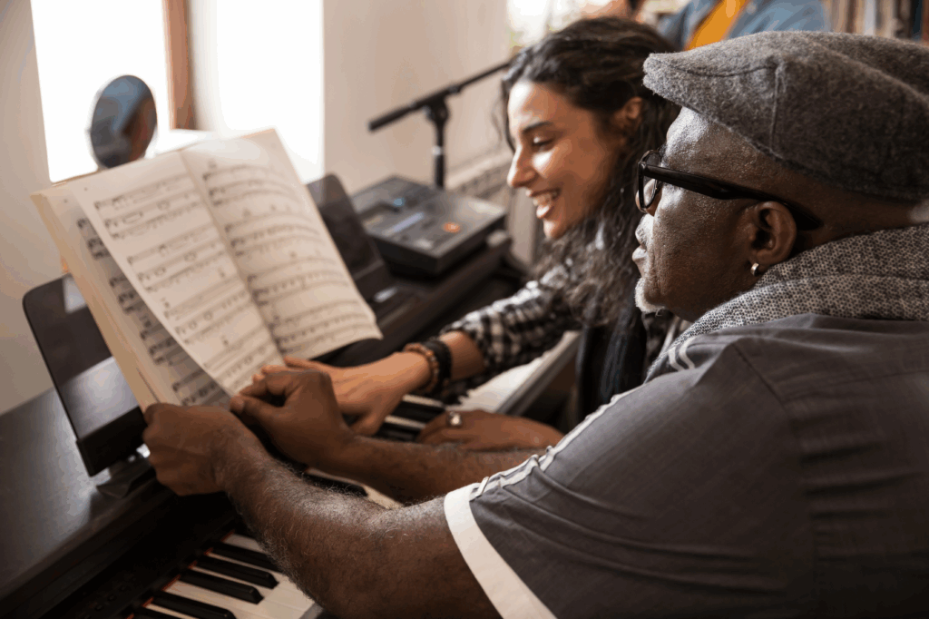 Piano and music theory in singing lessons