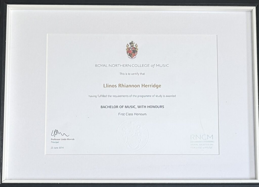 Rhiannon Herridge 1st Class Honours Degree Singing RNCM